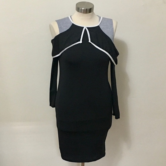 Black & White Cold Shoulder Mini Dress size small - Picture 1 of 5